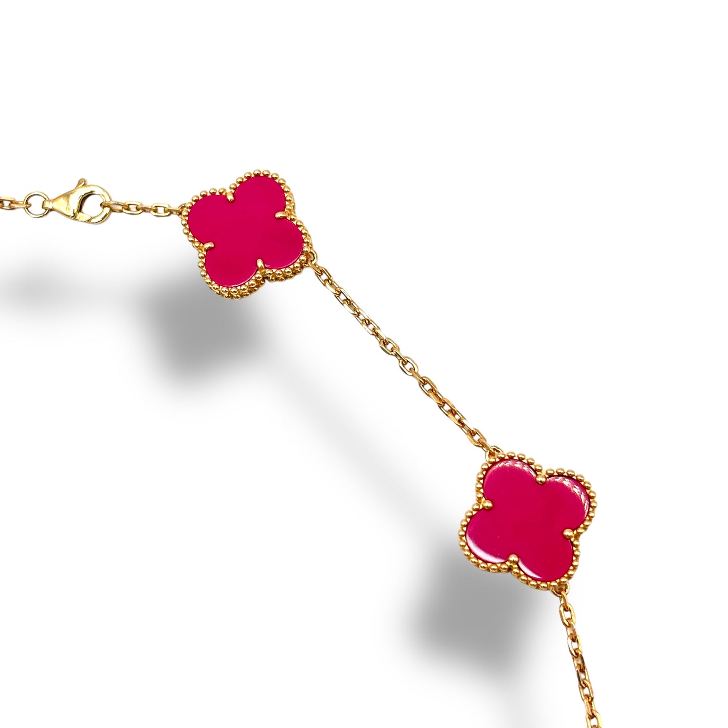 10 COUNT 14KT ROSE GOLD COTTON CANDY CLOVER NECKLACE 18”