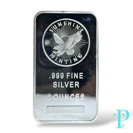 5 OUNCE .999 PURE SILVER BAR (RANDOMIZED DESIGN, STAMPING & YEAR)