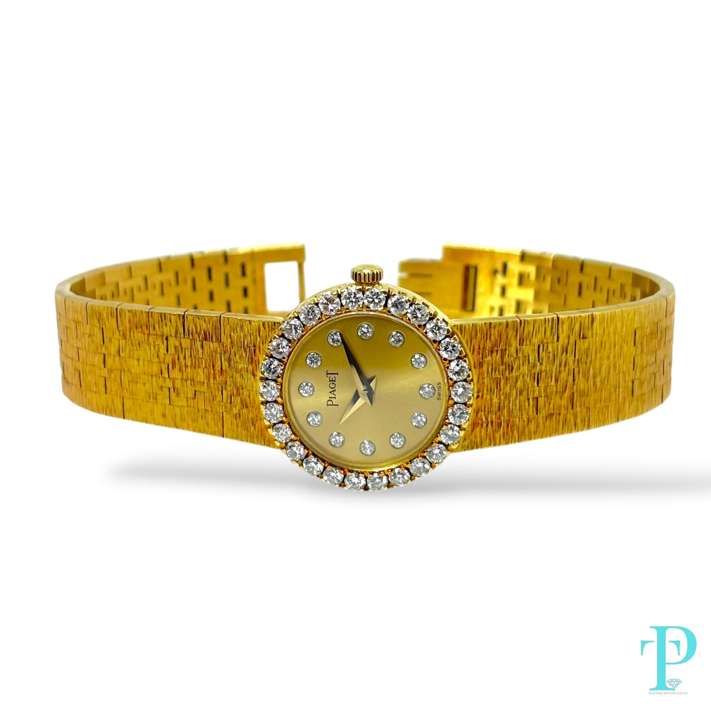 PIAGET 26MM 18KT GOLD & DIAMOND BEZEL LADIES VINTAGE COCKTAIL WATCH