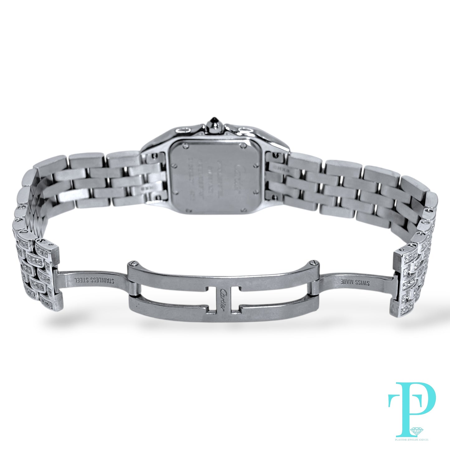 31MM CARTIER PANTHERE DE CARTIER / BUSTDOWN / DIAMOND ENCRUSTED / STAINLESS STEEL / NATURAL DIAMONDS / WHITE ROMAN DIAL
