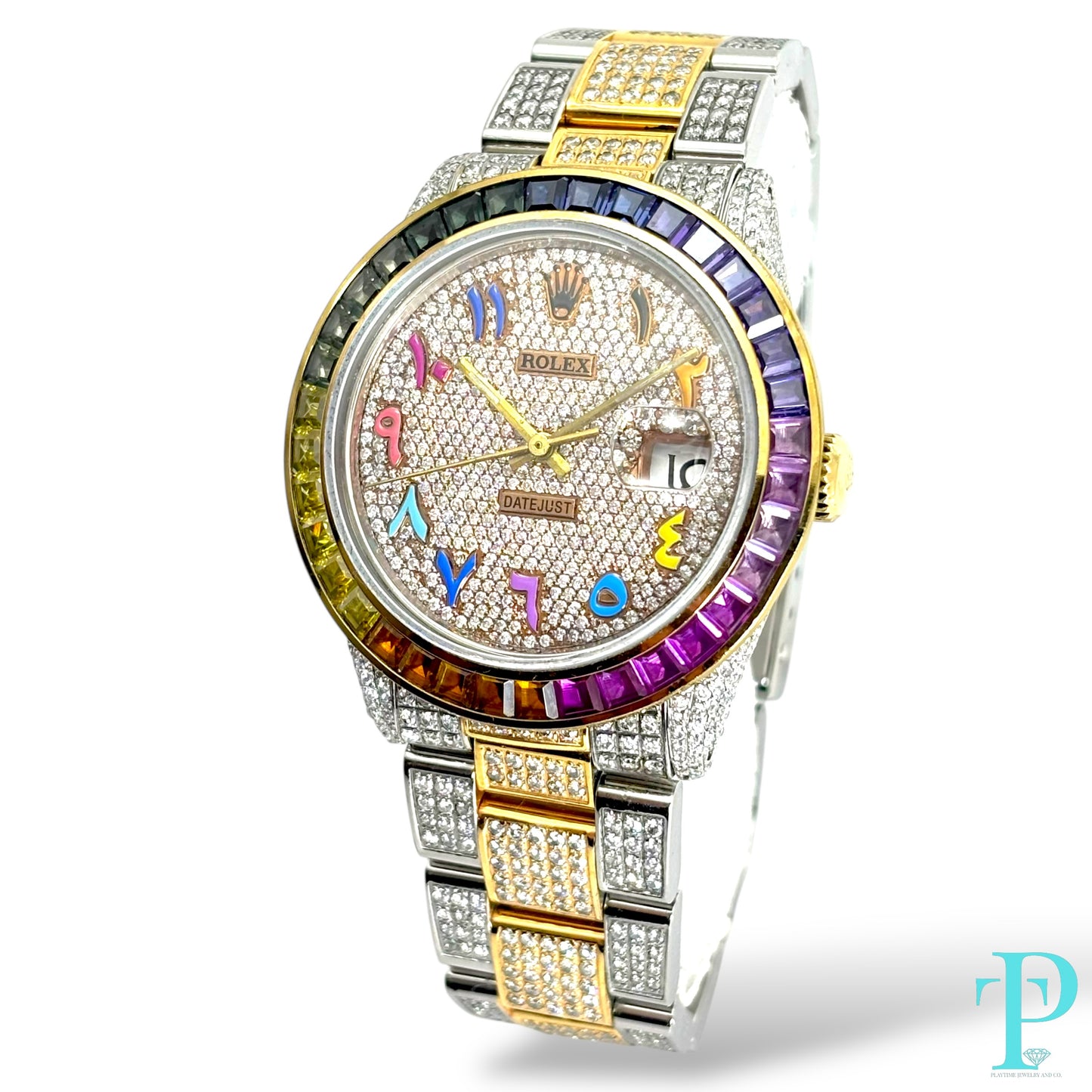 36MM ROLEX DATEJUST / ROSE GOLD TWO-TONE / 15.00CTW DIAMOND / 3.00CTW SAPPHIRE BEZEL / OYSTER BRACELET / AUTOMATIC Ref.16013