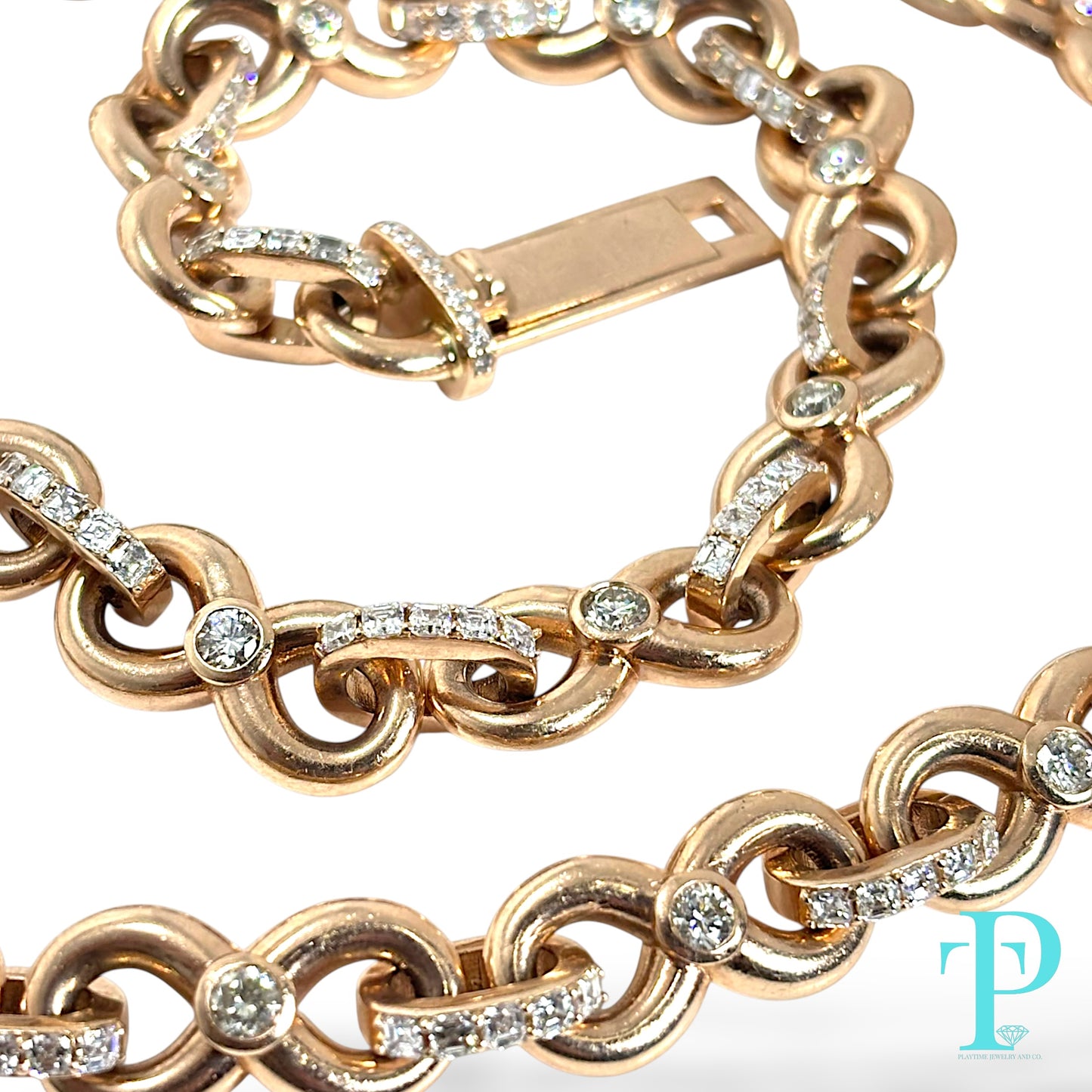 14KT ROSE GOLD 166g 22” 17.31CTW INFINITY LINK DIAMOND CHAIN