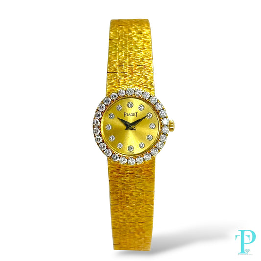 PIAGET 26MM 18KT GOLD & DIAMOND BEZEL LADIES VINTAGE COCKTAIL WATCH