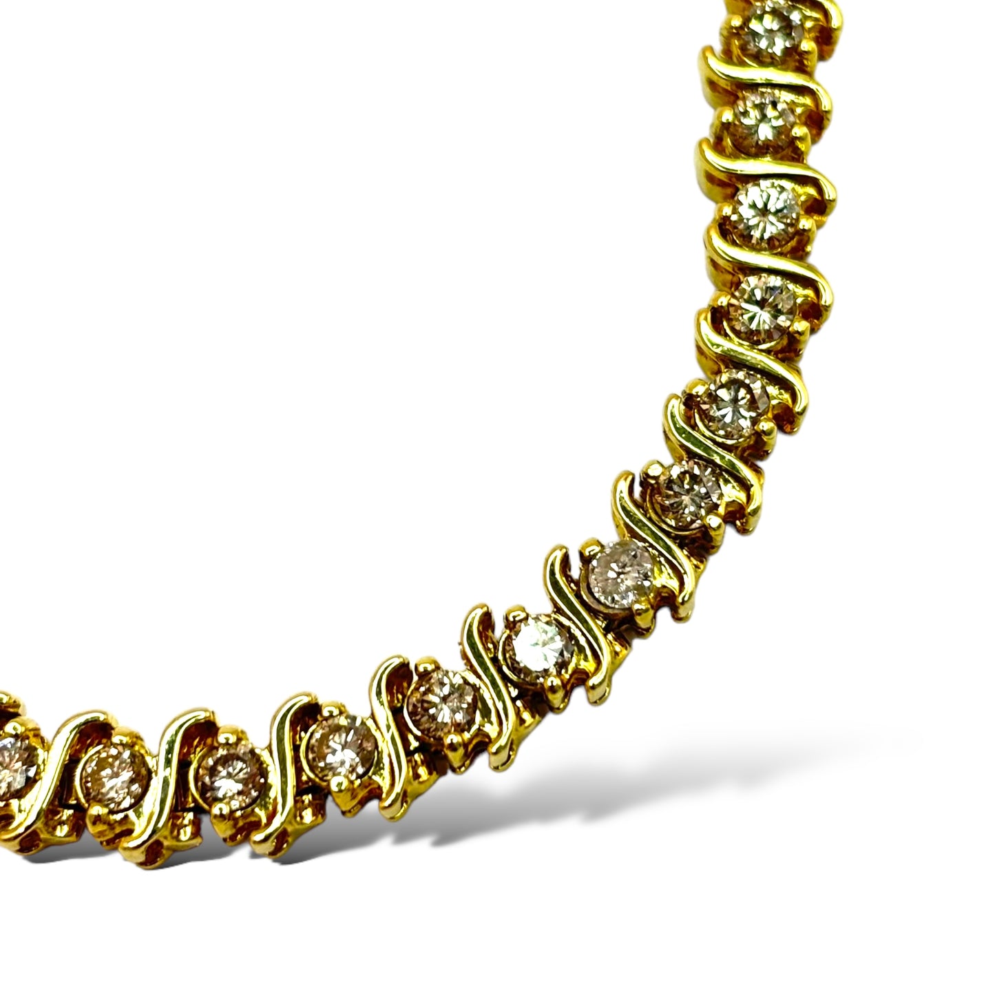 1/1 ESTATE 14KT YELLOW GOLD DIAMOND TENNIS BRACELET 4.25 CT