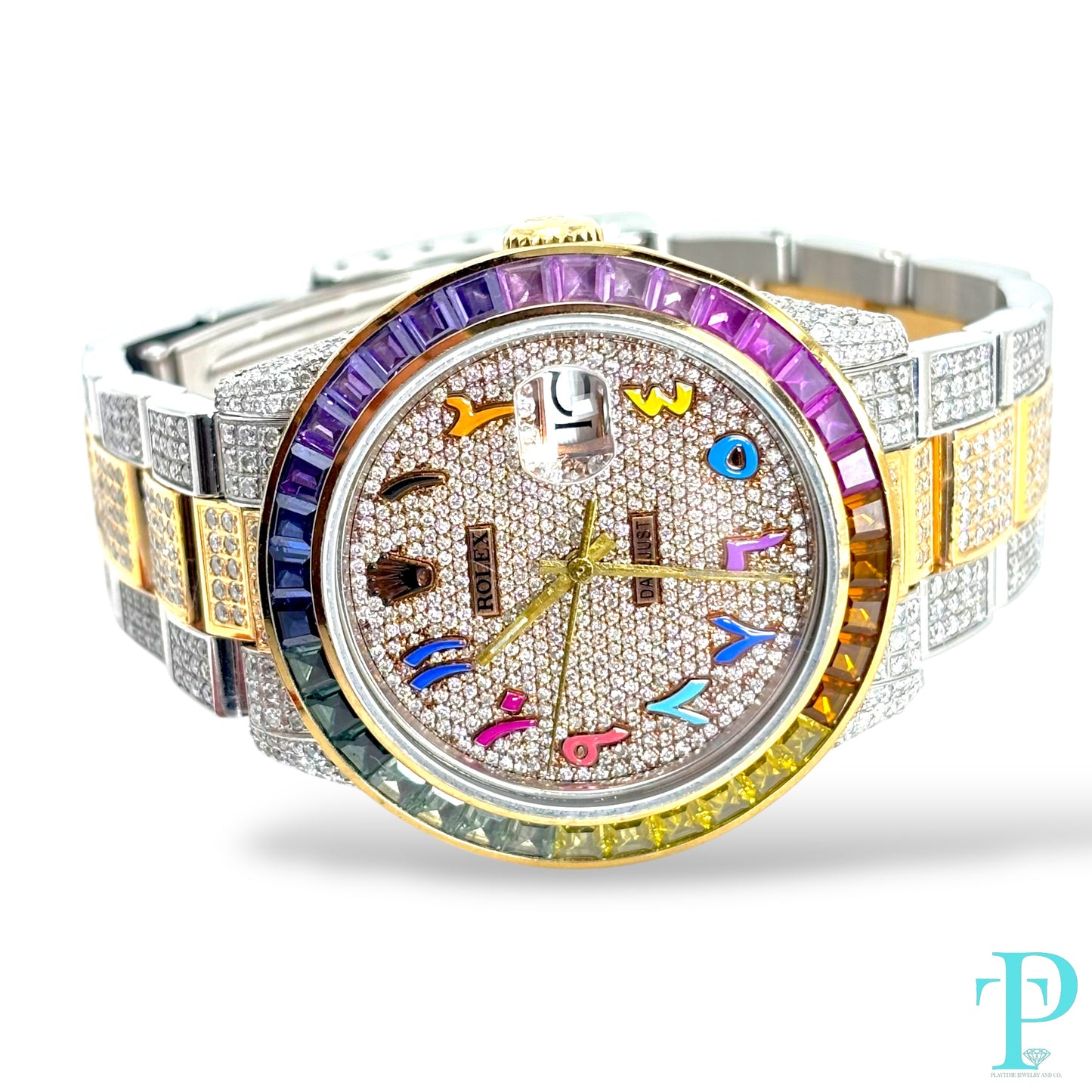 36MM ROLEX DATEJUST / ROSE GOLD TWO-TONE / 15.00CTW DIAMOND / 3.00CTW SAPPHIRE BEZEL / OYSTER BRACELET / AUTOMATIC Ref.16013