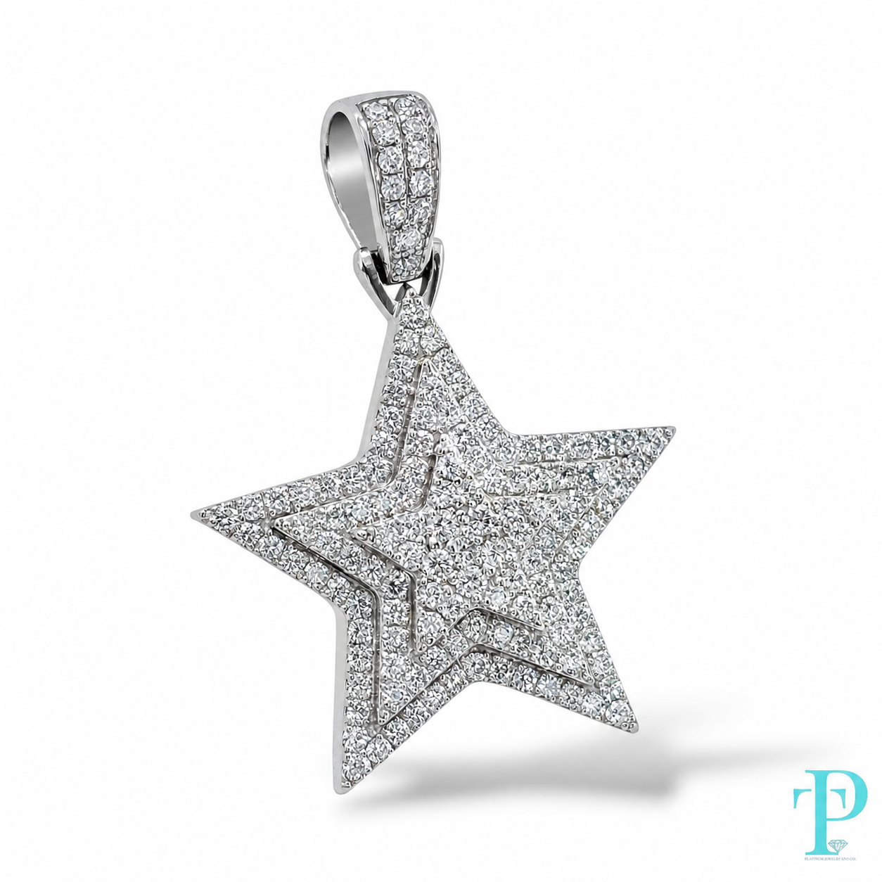 6.00CTW 14KT GOLD LAB DIAMOND PAVE STAR PENDANT