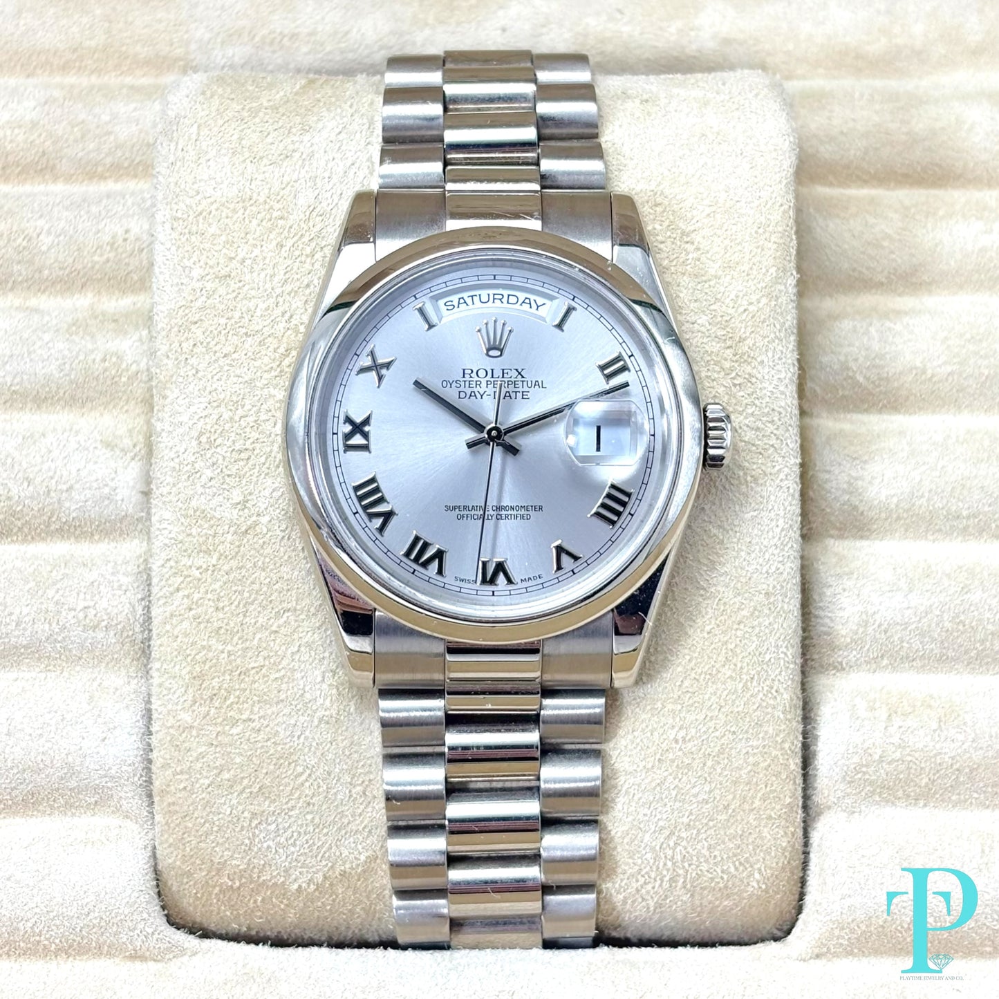 36MM ROLEX DAY-DATE 18KT WHITE GOLD MENS WATCH REF.228238