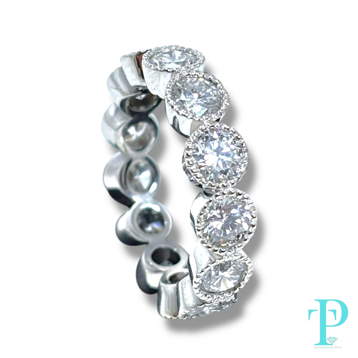 4.00CTW / 3.5MM 14KT WHITE GOLD DIAMOND ETERNITY BAND / VVS-1 LAB-GROWN