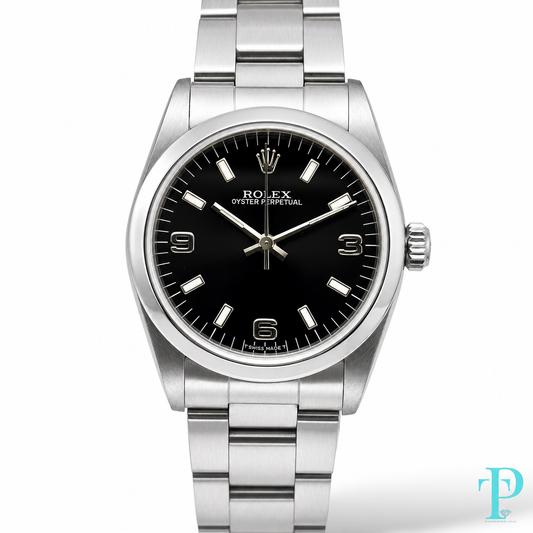 PRE-OWNED 31MM ROLEX OYSTER PERPETUAL 67480 BLACK DIAL