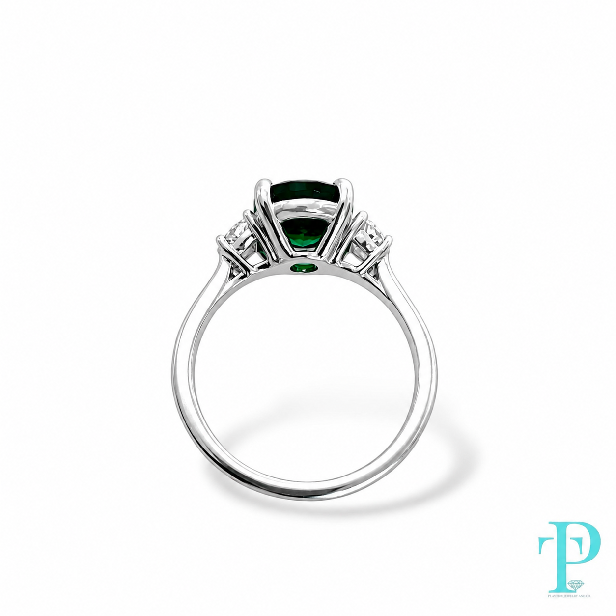14KT GOLD LAB-GROWN EMERALD 3.00CT EMERALD & DIAMOND RING