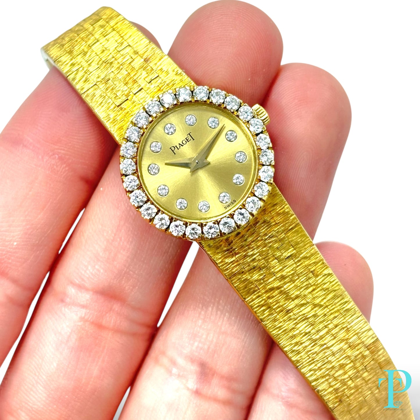 PIAGET 26MM 18KT GOLD & DIAMOND BEZEL LADIES VINTAGE COCKTAIL WATCH
