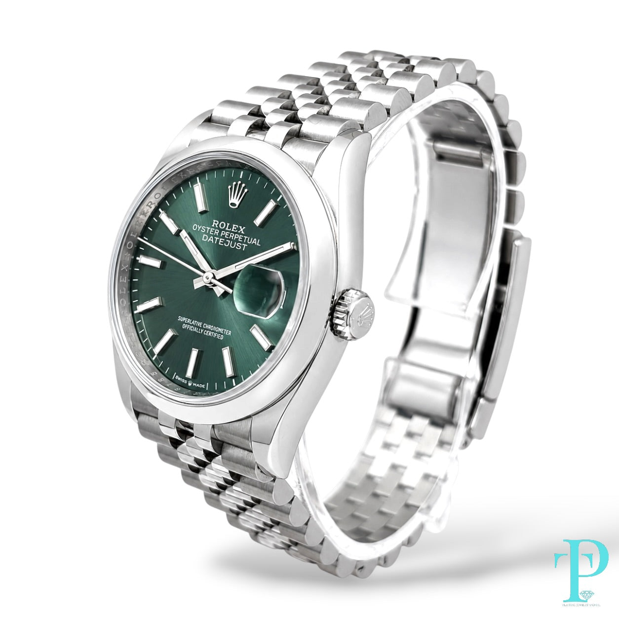 Pre-Owned 36MM Datejust Green 126200 Jubilee Stainless Steel (2025)