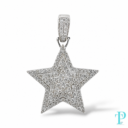 6.00CTW 14KT GOLD LAB DIAMOND PAVE STAR PENDANT