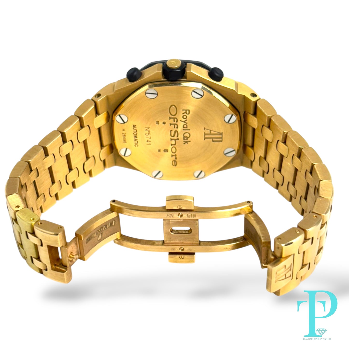AUDEMARS PIAGUET ROYAL OAK OFFSHORE 44MM / 18KT ROSE GOLD / FACTORY DIAMOND BLACK RUBBER BEZEL / CHRONOGRAPH/ AUTOMATIC