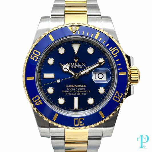 PRE-OWNED 40MM ROLEX SUBMARINER 116613LB 18KT TWO-TONE (BLUESY) MENS WATCH