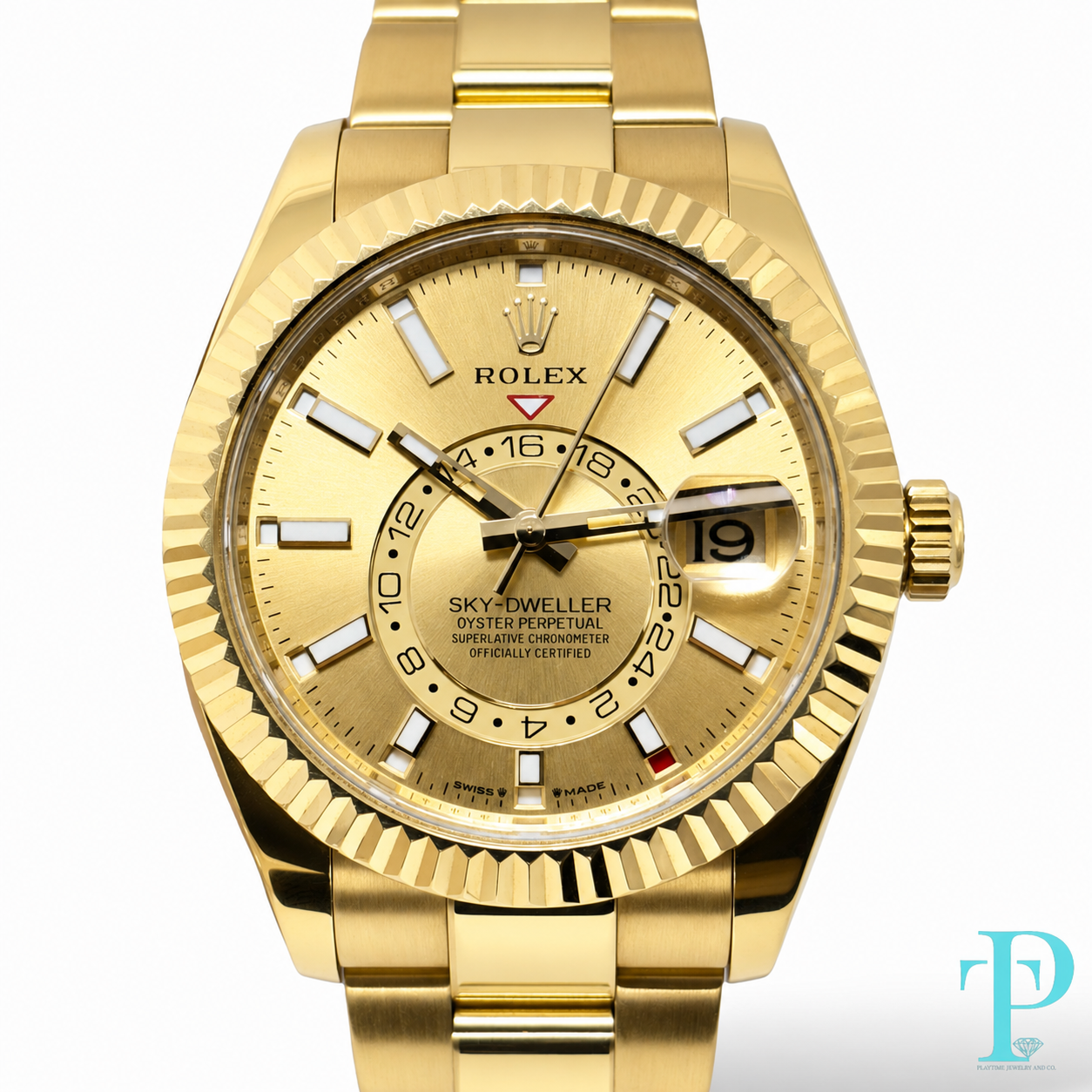 PRE-OWNED 42MM ROLEX SKY-DWELLER 18KT GOLD MENS WATCH REF.336938