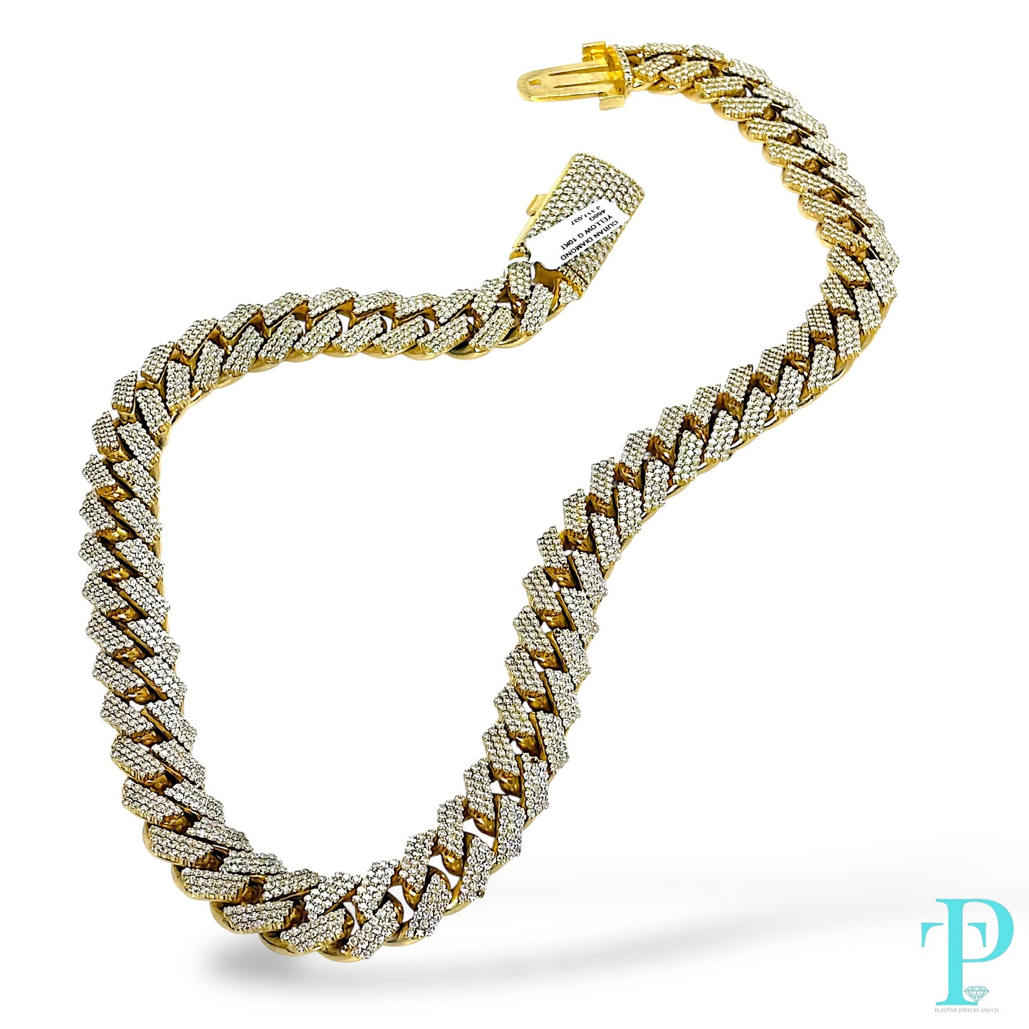 10KT YELLOW GOLD / 17MM 460.0g 22” 50.6CTW DIAMOND / MIAMI CUBAN LINK CHAIN