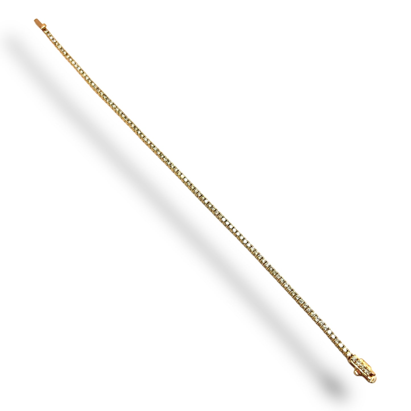 2Pt 14Kt ROSE GOLD ROUND-CUT DIAMOND TENNIS BRACELET 2.02CTW