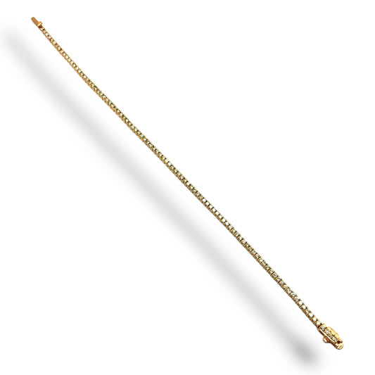 2Pt 14Kt ROSE GOLD ROUND-CUT DIAMOND TENNIS BRACELET 2.02CTW