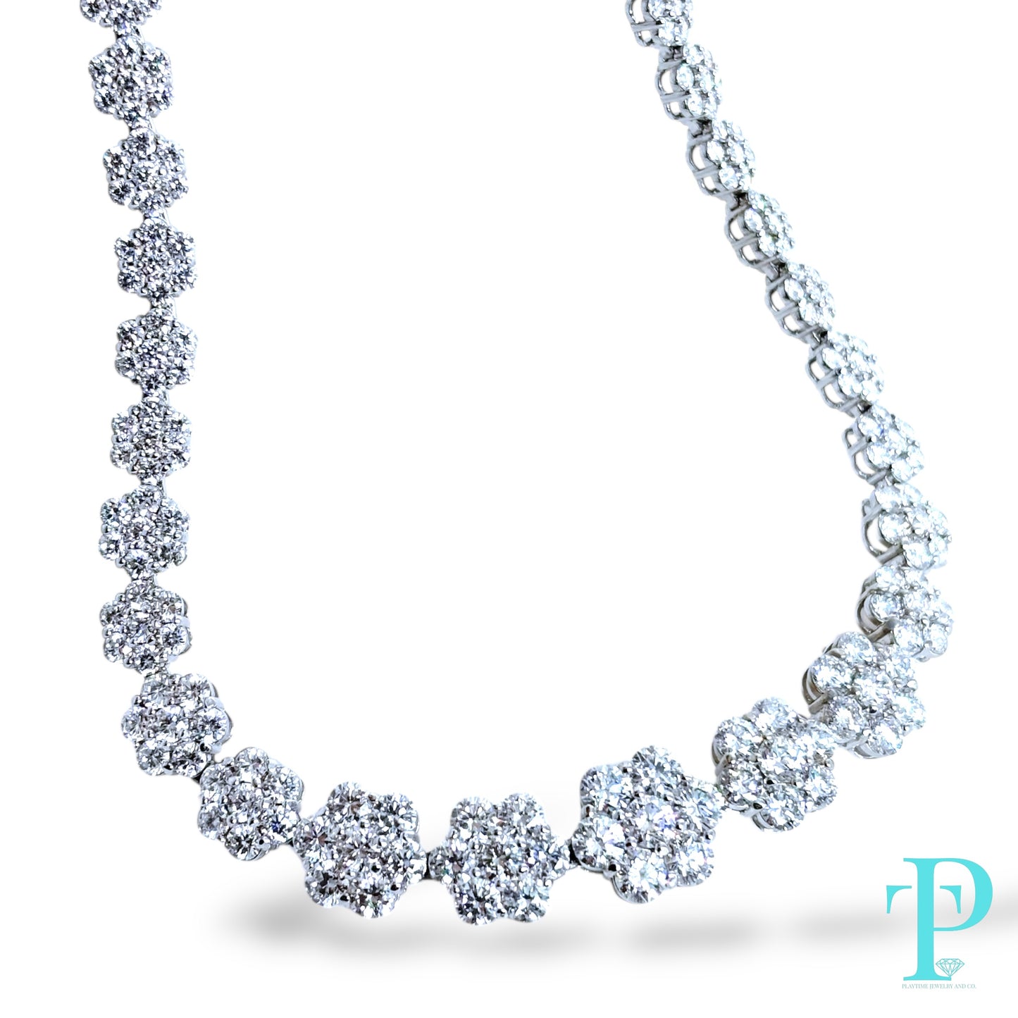 LARGE POINTER CLUSTER / TENNIS NECKLACE / 16” 14KT 26.11CTW / VVS-1 LAB-GROWN