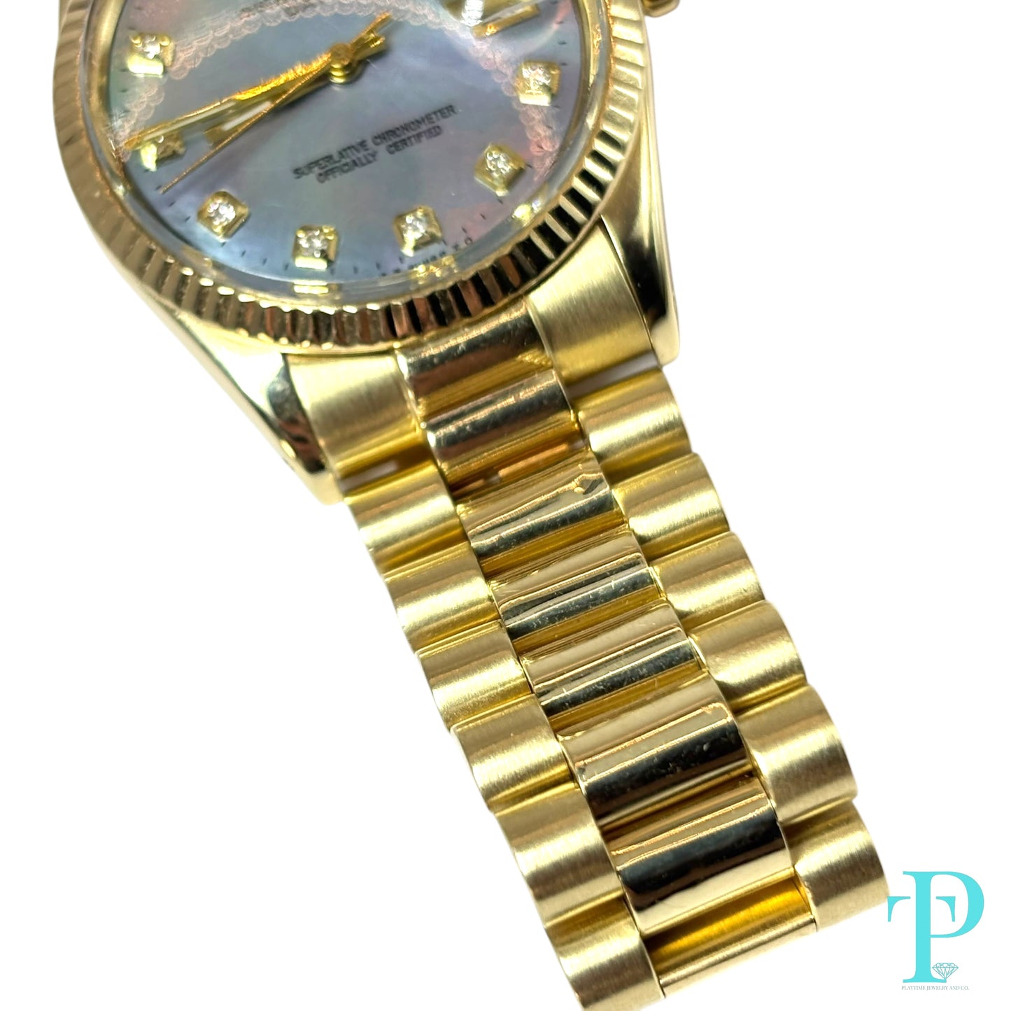 34MM ROLEX DATE REF.1510 14KT YELLOW GOLD MOP DIAL