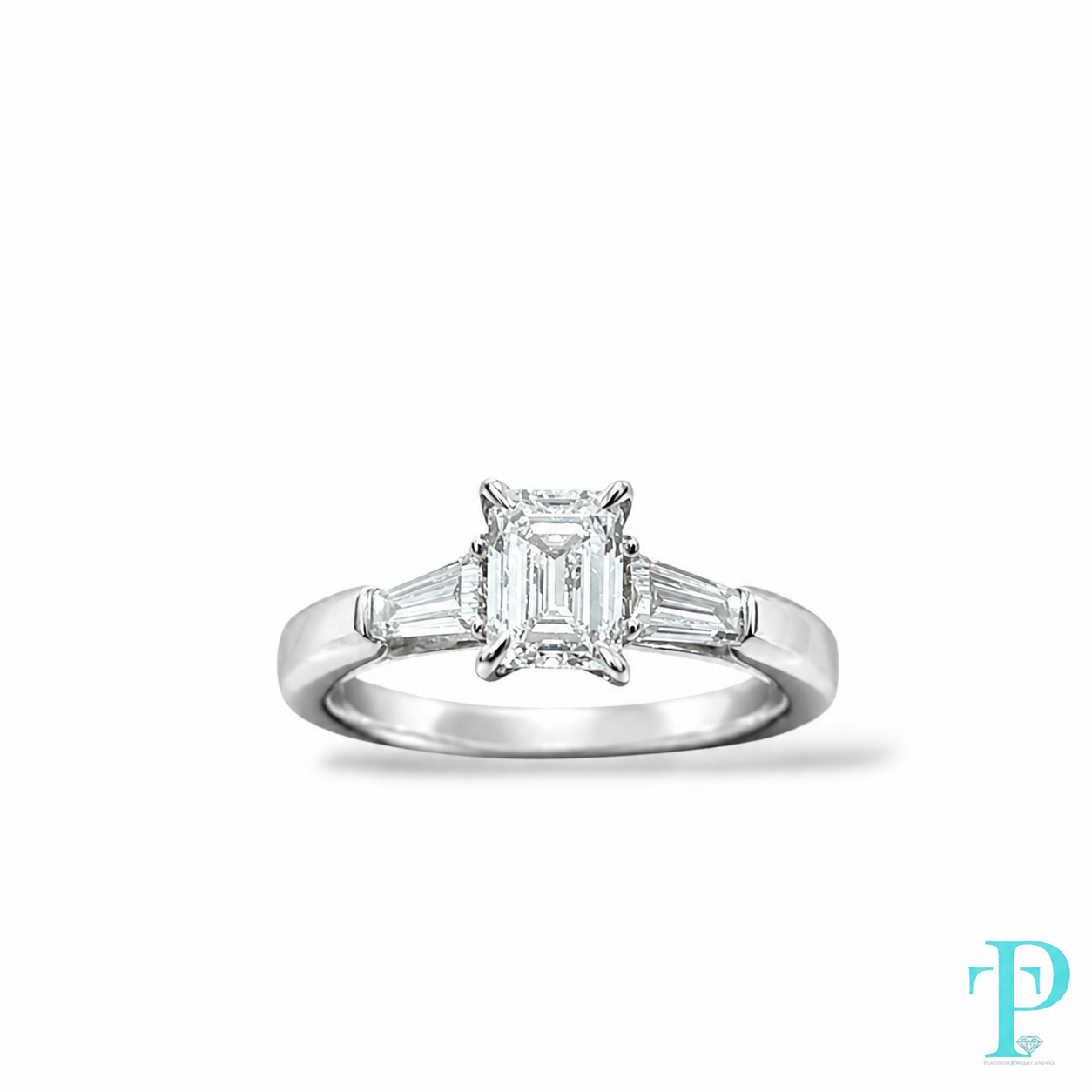 2.00CT 14KT WHITE GOLD EMERALD-CUT LAB-GROWN DIAMOND ENGAGEMENT RING
