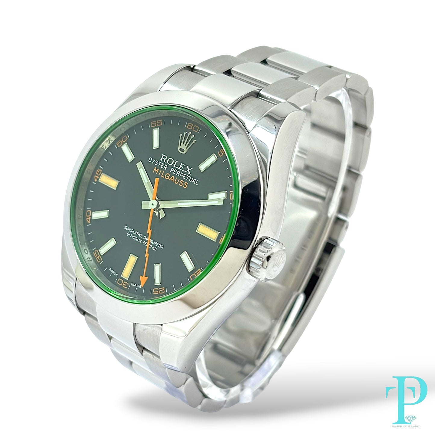 40MM ROLEX MILGAUSS GREEN CRYSTAL / Ref.116400V BLACK DIAL