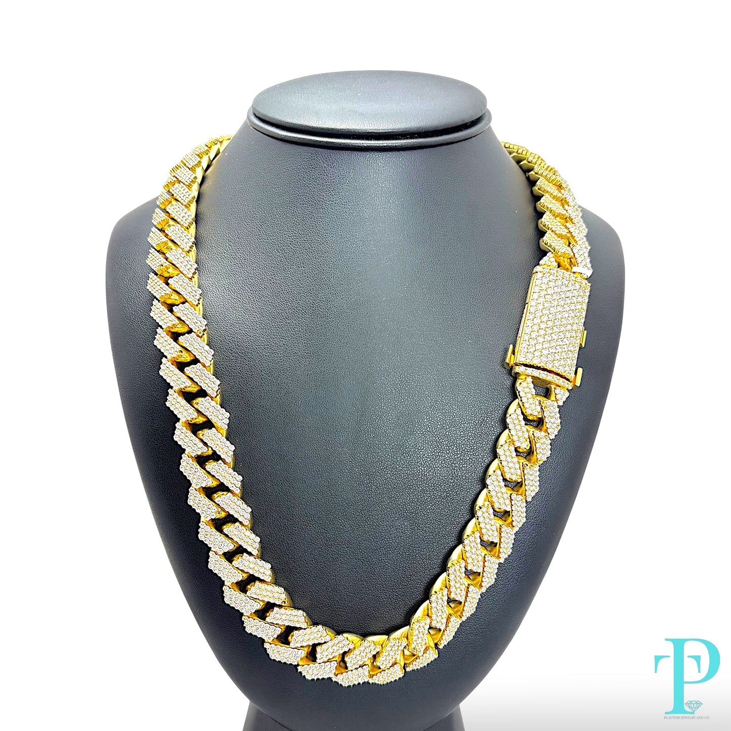 10KT YELLOW GOLD / 17MM 460.0g 22” 50.6CTW DIAMOND / MIAMI CUBAN LINK CHAIN