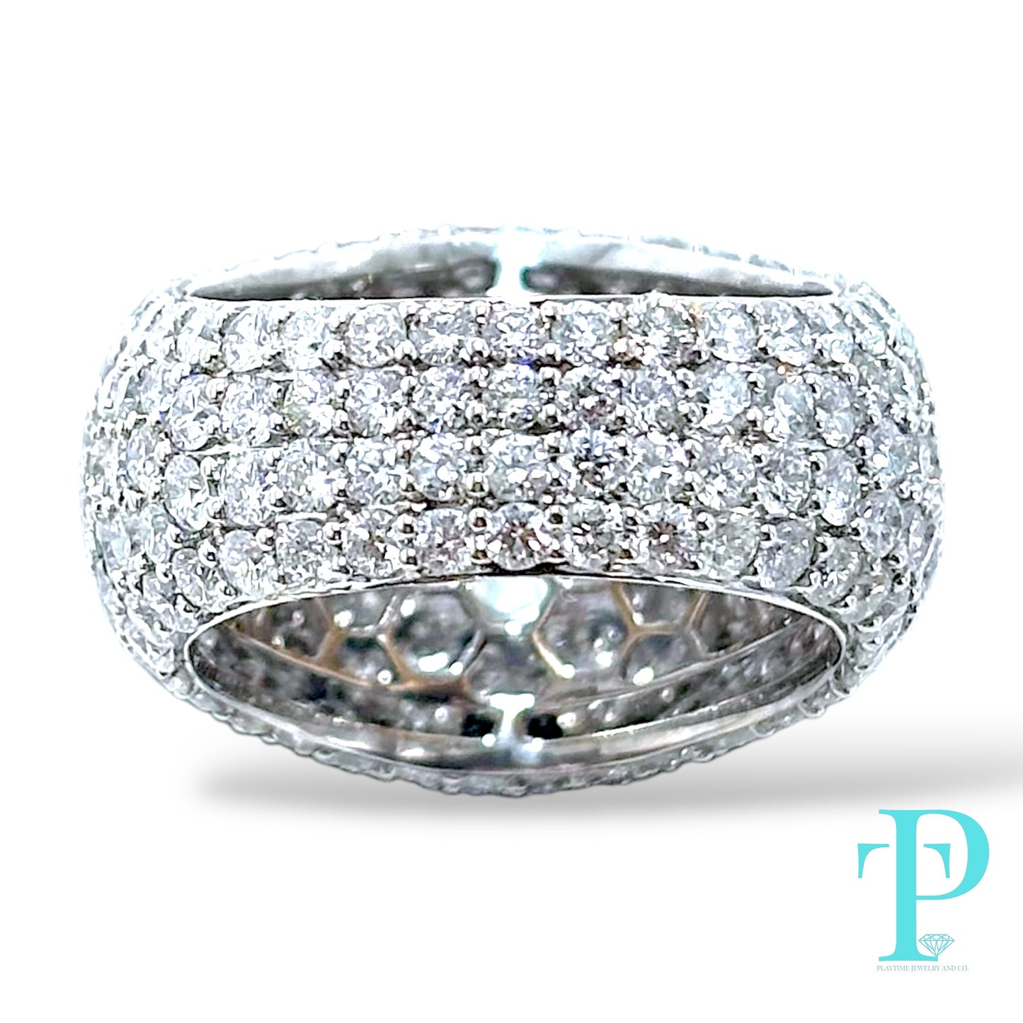 14KT WHITE GOLD “ICEBERG” RING 9.22CTW VVS-1 LAB-GROWN DIAMOND SIGNET RING