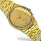 36MM OMEGA CONSTELLATION SOLID 18KT YELLOW GOLD / FACTORY DIAMOND SETTING / CHAMPAGNE DIAL DIAMOND HOUR MARKERS