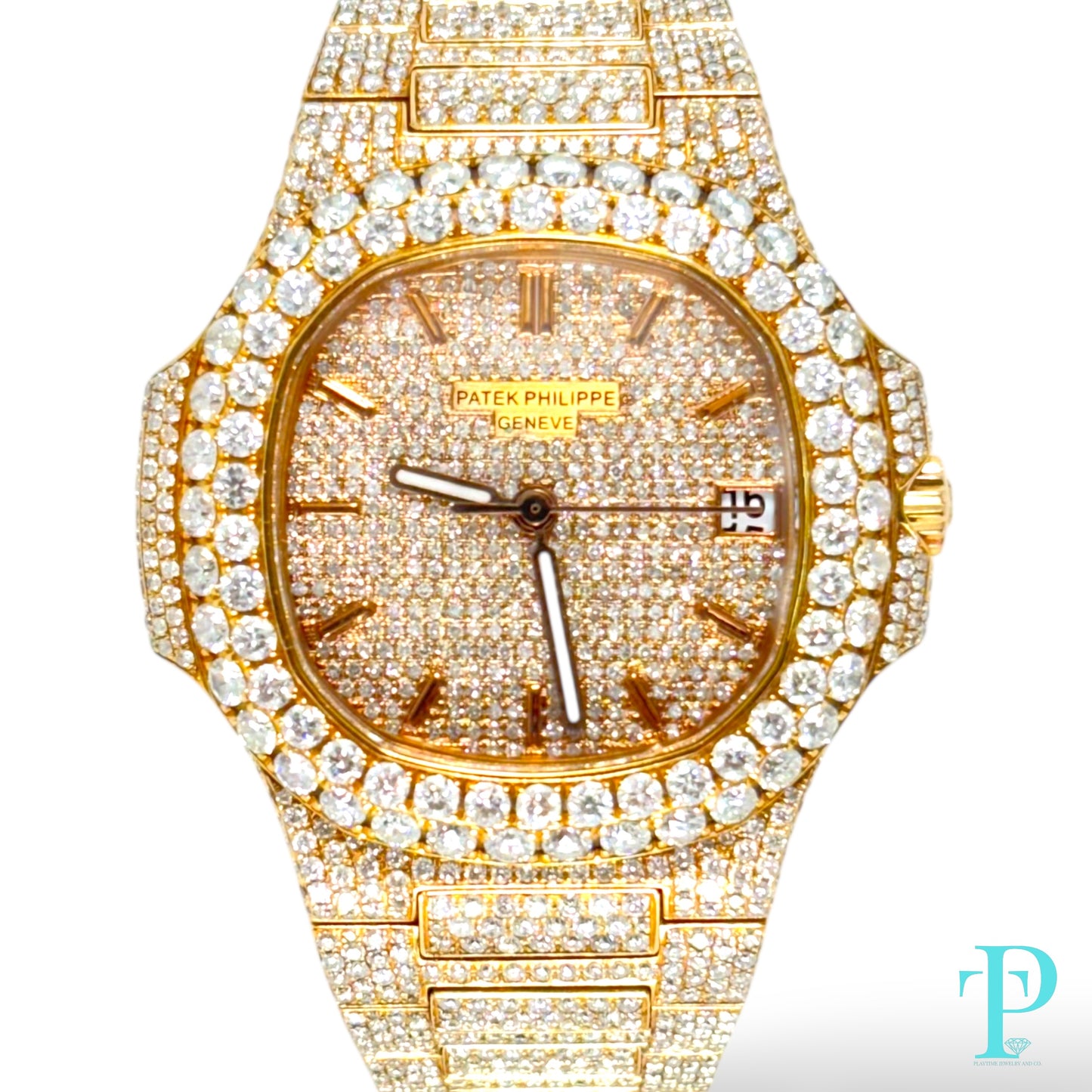 PATEK PHILIPPE 40MM 18KT ROSE GOLD BUSTDOWN/DIAMOND ENCRUSTED
