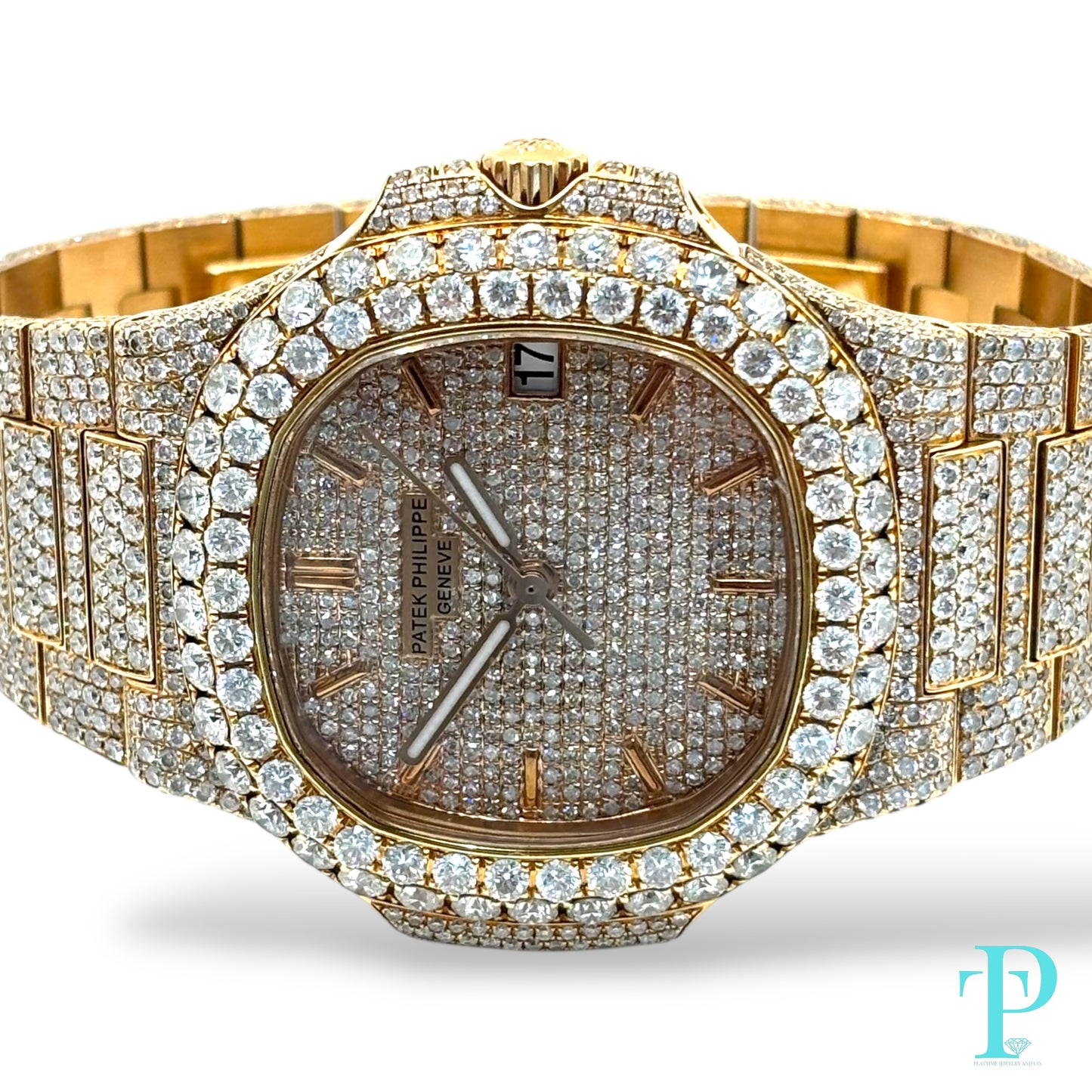 PATEK PHILIPPE 40MM 18KT ROSE GOLD BUSTDOWN/DIAMOND ENCRUSTED