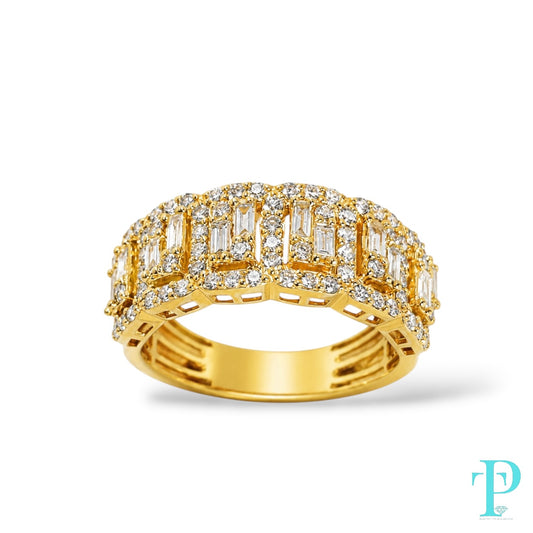 14KT 2.85CTW BAGUETTE CLUSTER DIAMOND UNISEX RING