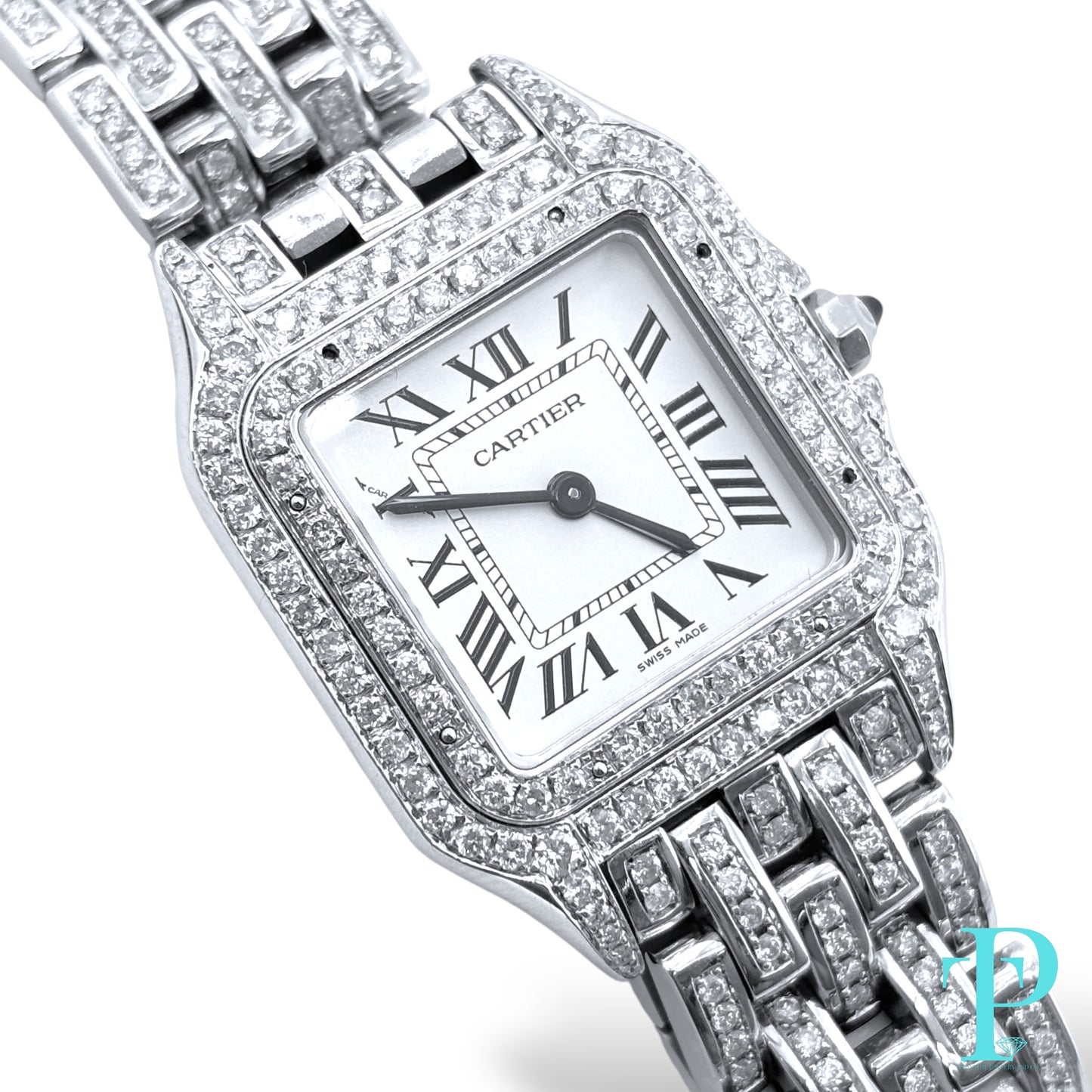 31MM CARTIER PANTHERE DE CARTIER / BUSTDOWN / DIAMOND ENCRUSTED / STAINLESS STEEL / NATURAL DIAMONDS / WHITE ROMAN DIAL