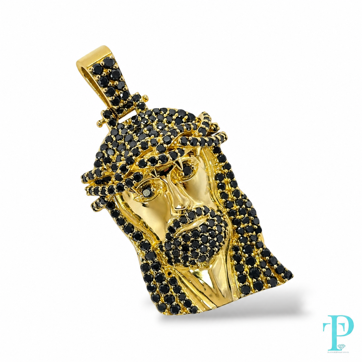 3.59CTW 14KT GOLD BLACK DIAMOND JESUS PIECE PENDANT