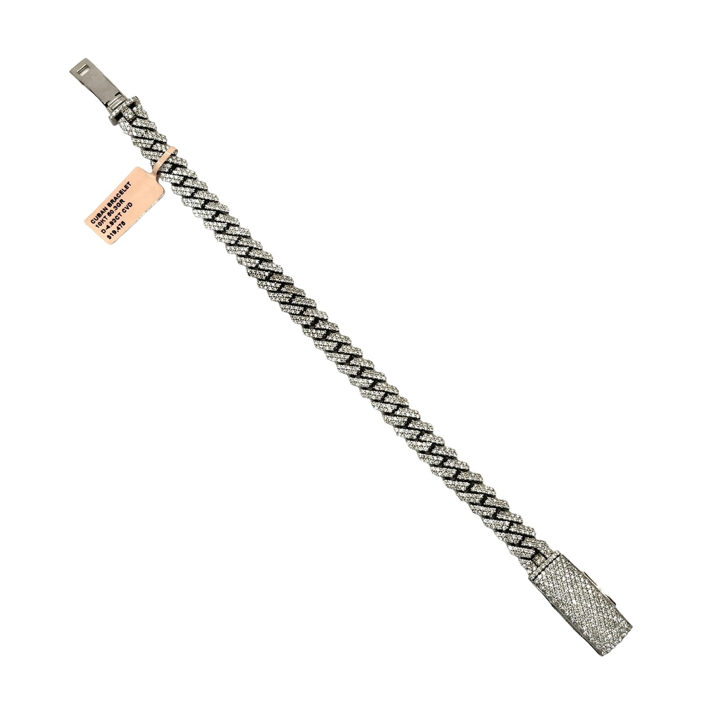 SOLID 10KT WHITE GOLD 9MM 50.3G 4.93CTW 8” BUSTDOWN MIAMI CUBAN LINK BRACELET