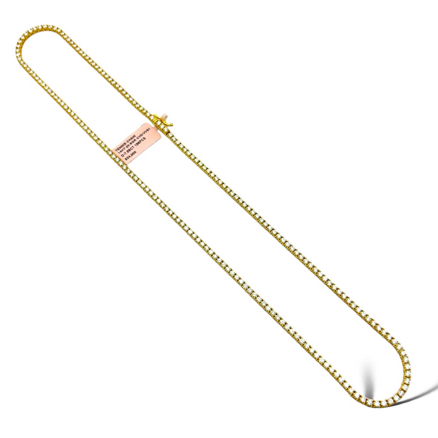 5PT 14KT YELLOW GOLD 8.00CTW DIAMOND TENNIS CHAIN