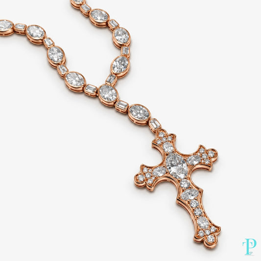 14KT ROSE GOLD DIAMOND ROSARY NECKLACE (LGD)