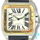 41MM CARTIER SANTOS 100 XL / 18KT YELLOW GOLD / STAINLESS STEEL / WHITE ROMAN DIAL / LEATHER BRACELET / AUTOMATIC MOVEMENT