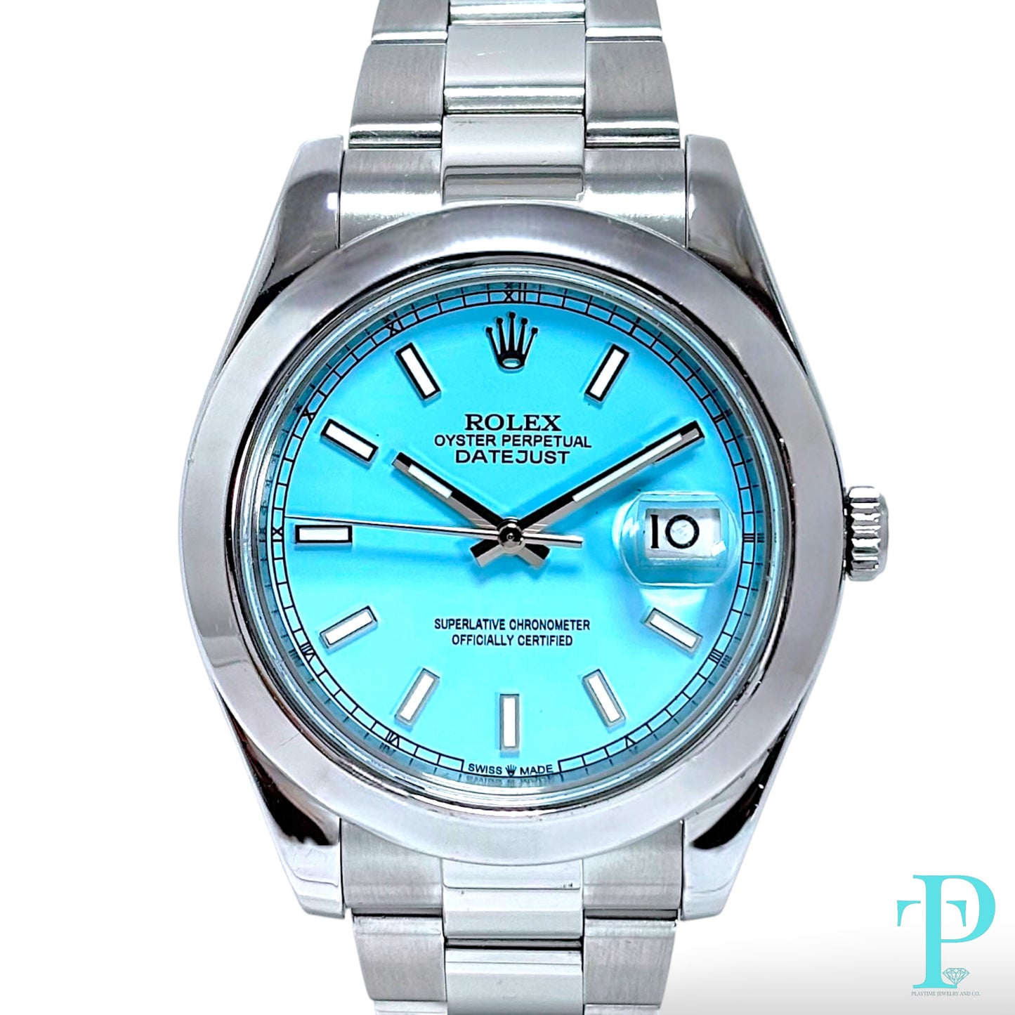 41MM ROLEX DATEJUST TIFFANY BLUE DIAL MENS WATCH REF.116300