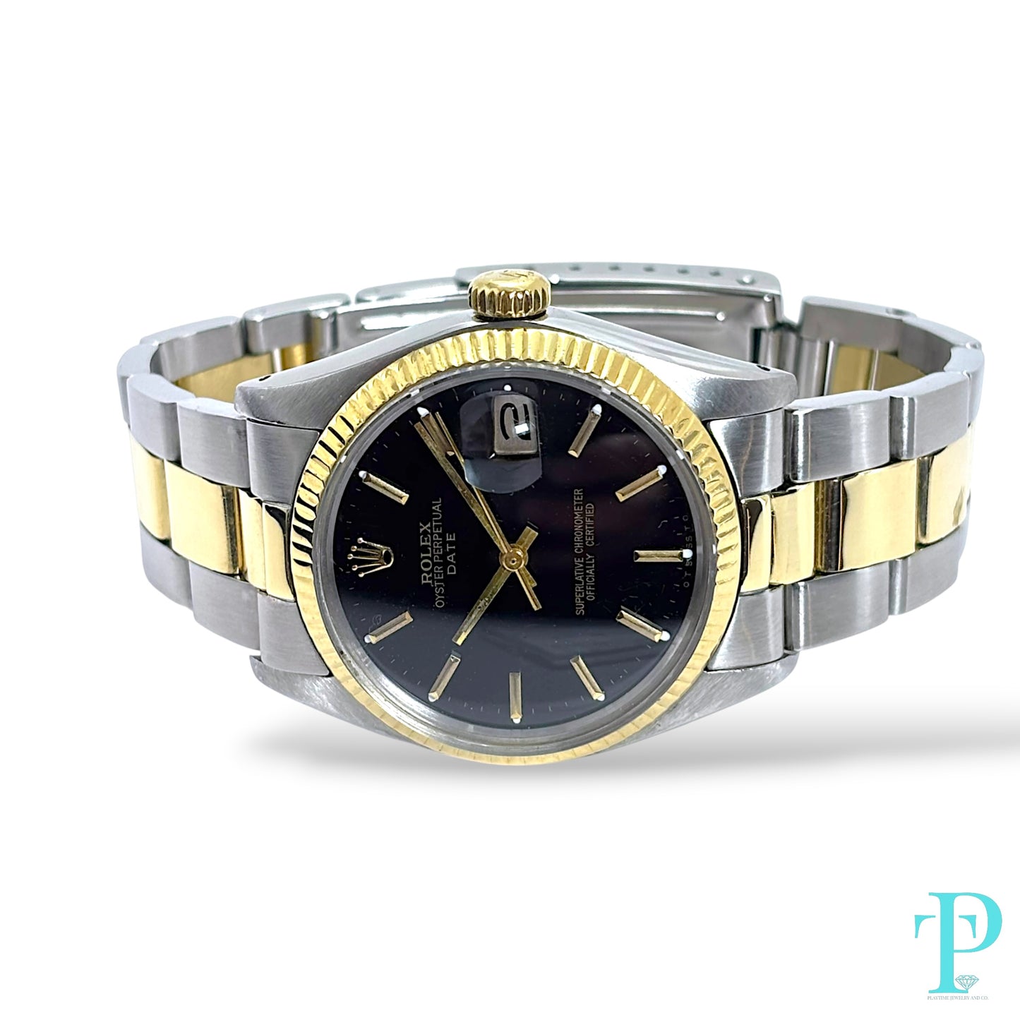 34MM ROLEX DATE Ref.1503 14KT YELLOW GOLD TWO-TONE MENS WATCH