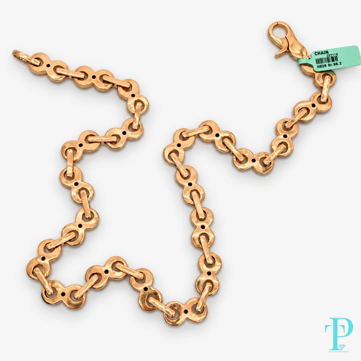 14KT ROSE GOLD DIAMOND SET INFINITY CHAIN 15.5MM 22” 163g (LGD)