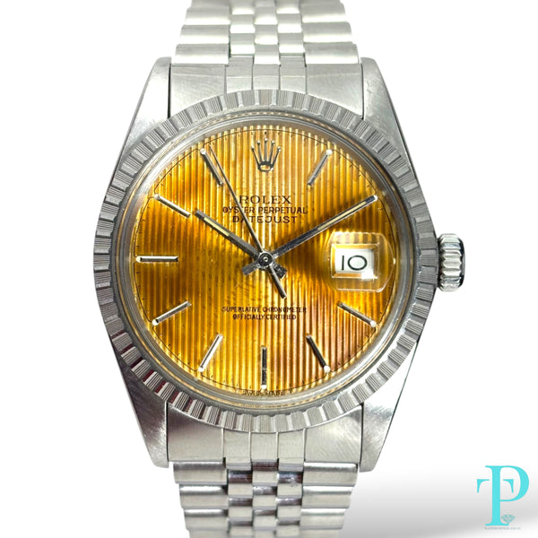 PRE-OWNED 36MM ROLEX DATEJUST TAPESTRY DIAL / REF. 16030 (1977-1988)