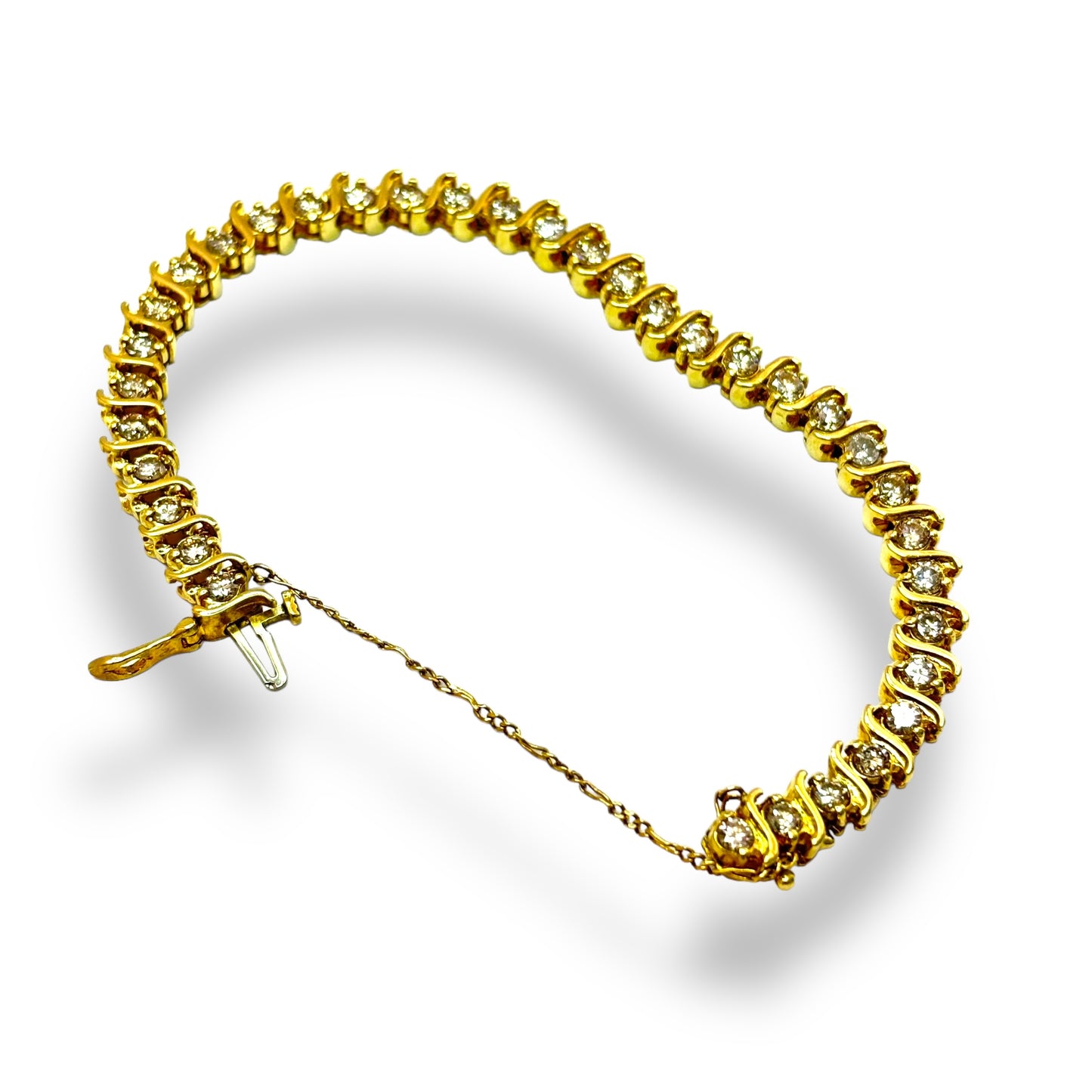 1/1 ESTATE 14KT YELLOW GOLD DIAMOND TENNIS BRACELET 4.25 CT