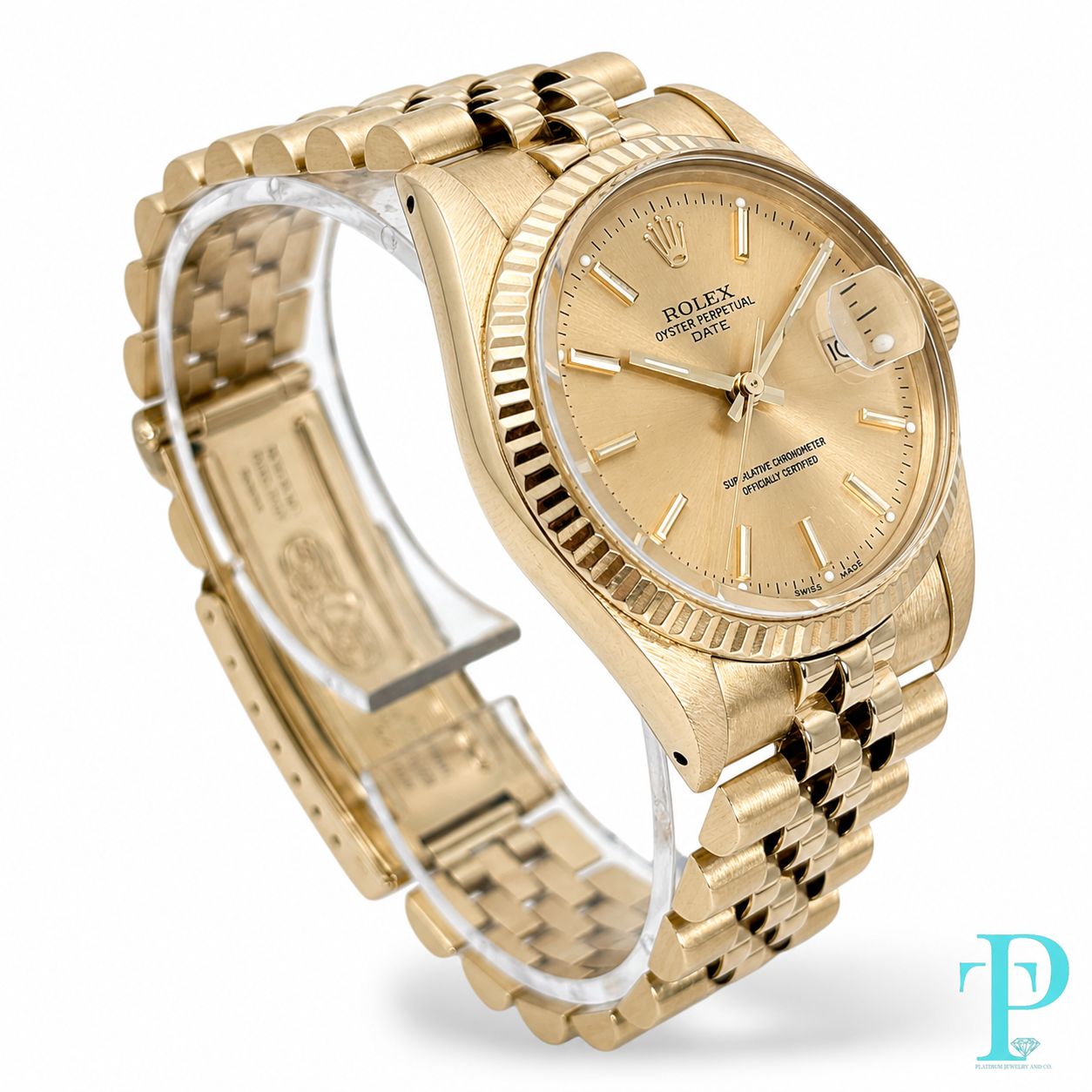 Pre-Owned 34MM Rolex Date 14Kt Gold Jubilee Quickset(Ref.15037)