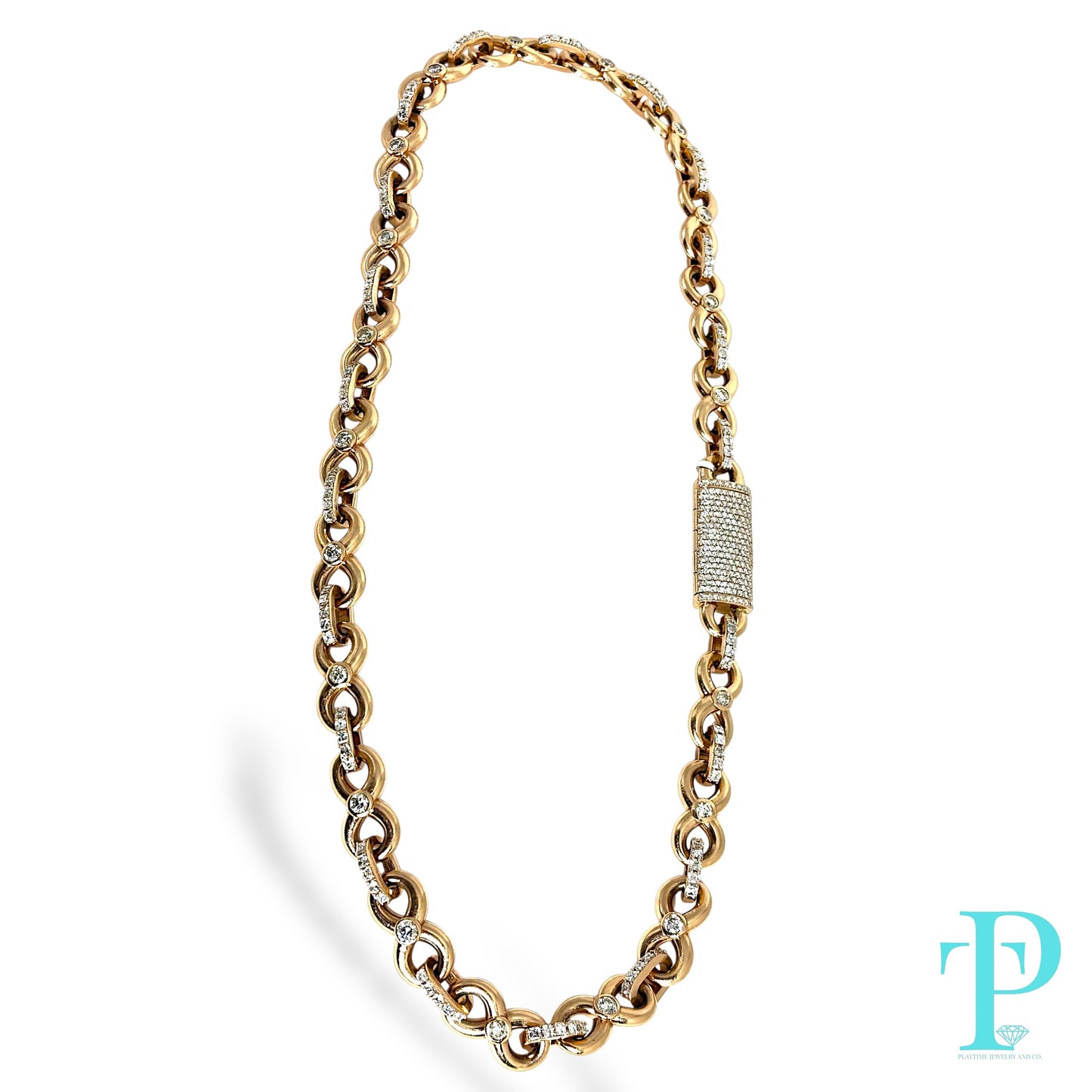 14KT ROSE GOLD 166g 22” 17.31CTW INFINITY LINK DIAMOND CHAIN