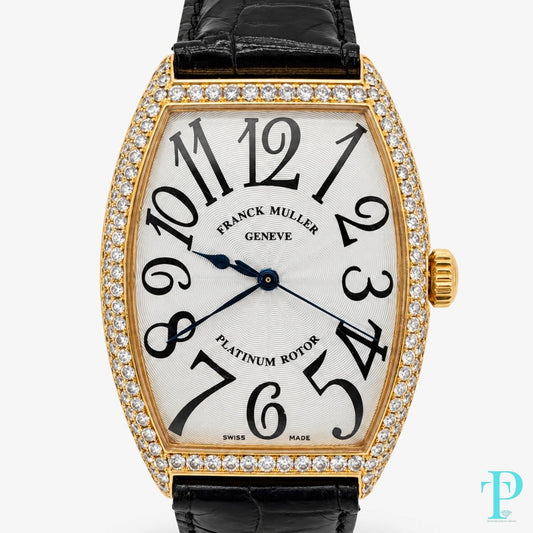 PRE-OWNED FRANK MULLER Cintrée Curvex 6850 SC Platinum Rotor — 18K Yellow Gold Diamond-Set Watch