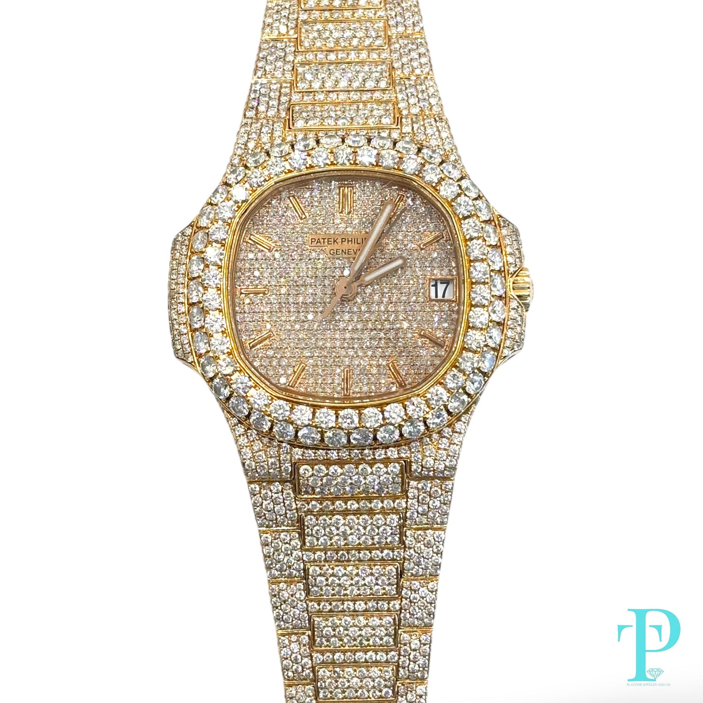 PATEK PHILIPPE 40MM 18KT ROSE GOLD BUSTDOWN/DIAMOND ENCRUSTED