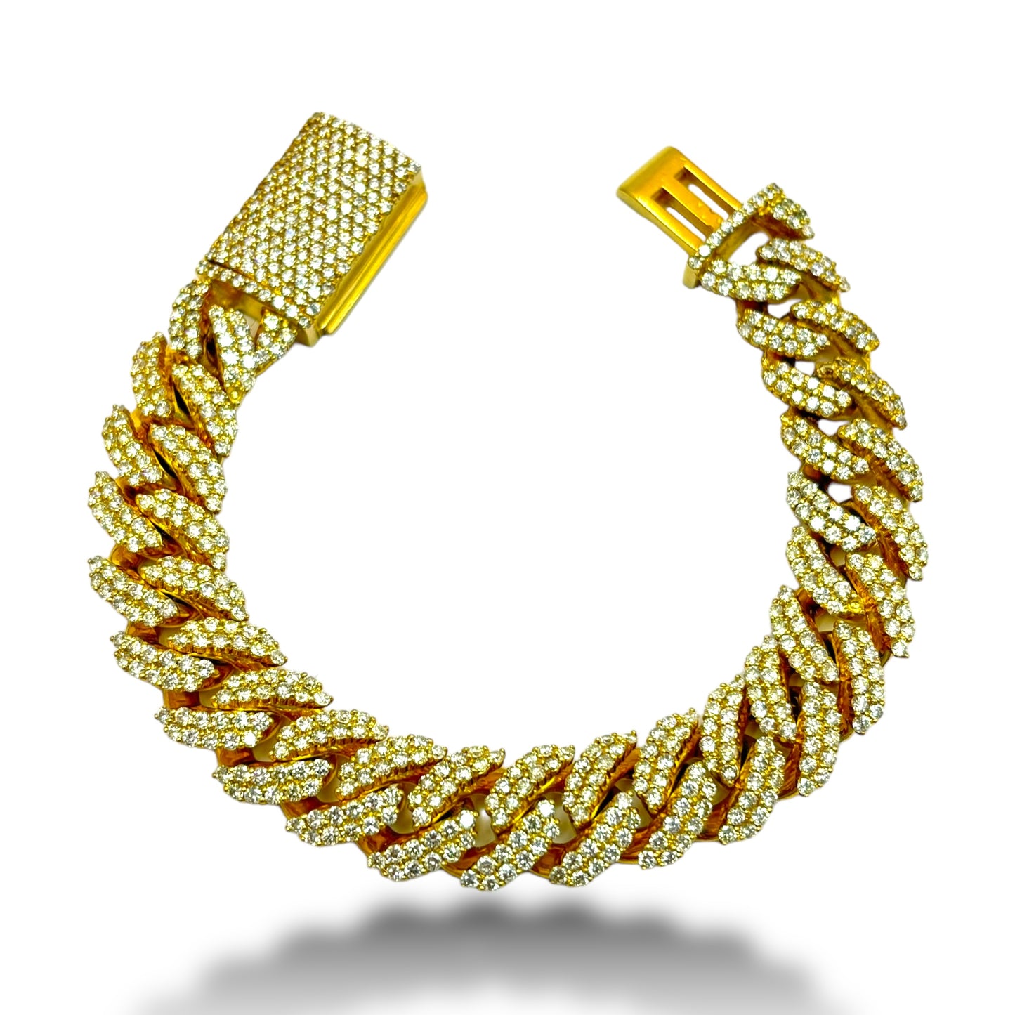 14KT YELLOW GOLD DIAMOND MIAMI CUBAN LINK BRACELET 10.00 CT 12MM