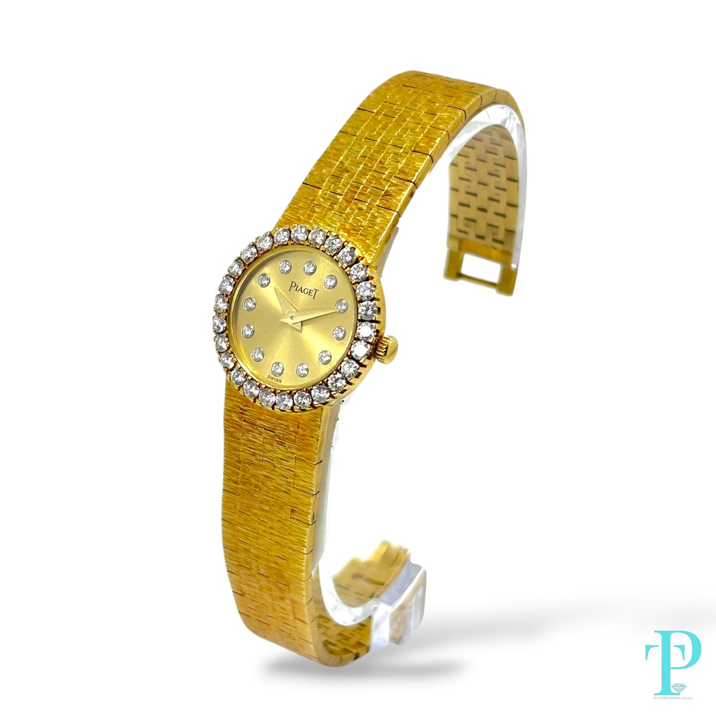 PIAGET 26MM 18KT GOLD & DIAMOND BEZEL LADIES VINTAGE COCKTAIL WATCH